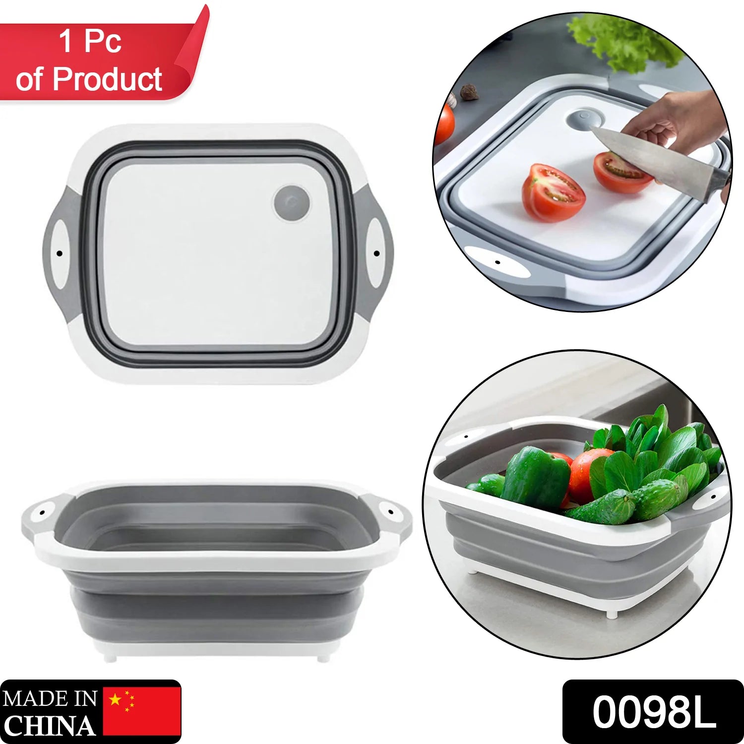 0098L COLLAPSIBLE CUTTING BOARD WITH DISH TUB BASKET For Kitchen Use ( 1 Pcs )  0098L COLLAPSIBLE CUTTING BOARD WITH DISH TUB BASKET For Kitchen Use ( 1 Pcs )
